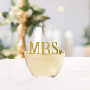 Verre À Vin Sans Pied Mme Nouvellement Mariés Personnalisés