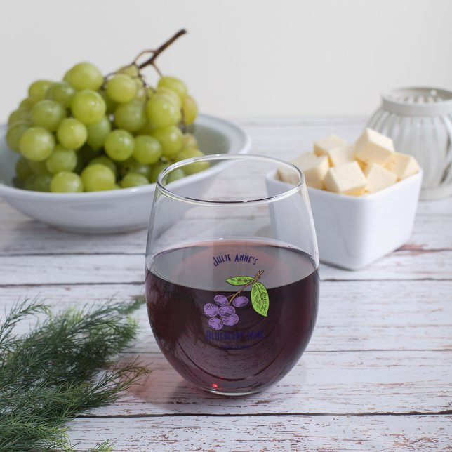 Verre À Vin Sans Pied Modèle de logo personnalisé myrtille (Créateur téléchargé)