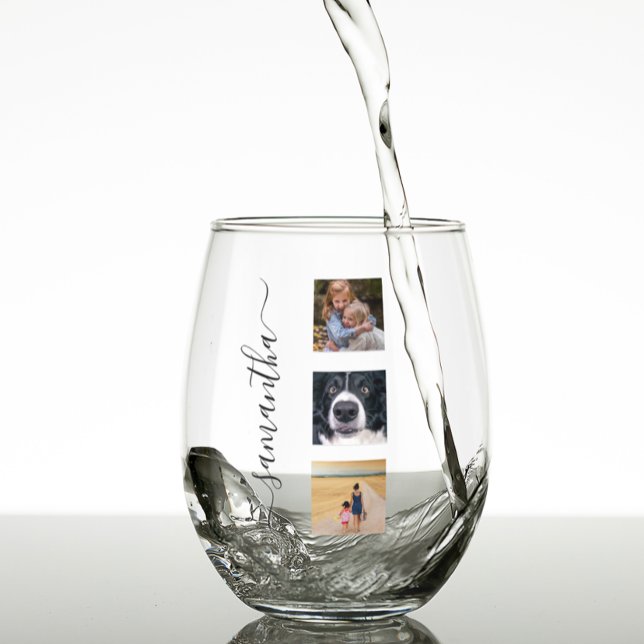 Verre À Vin Sans Pied Modèle photo moderne Nom manuscrit Script (Créateur téléchargé)