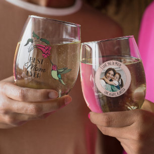 Verre À Vin Sans Pied Moderne 4 Photos Rose Meilleure Maman Jamais Colib