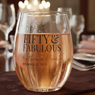 Verre À Vin Sans Pied Moderne Cinquante ans et Fantastique Fête d'annive