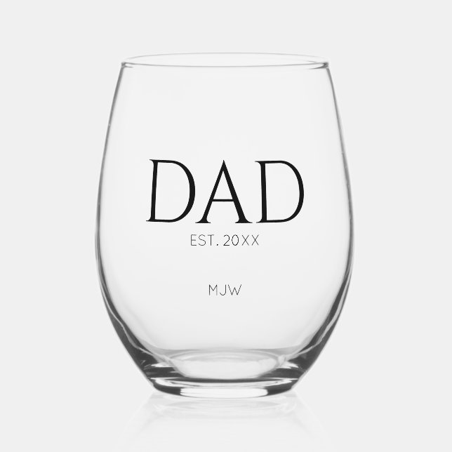 Verre À Vin Sans Pied Monogramme Black Papa Typographie (Recto)
