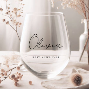 Verre À Vin Sans Pied Monogramme de script de la meilleure tante