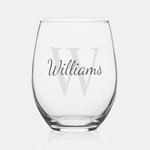 Verre À Vin Sans Pied Monogramme et nom de script personnalisé