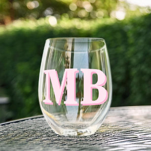 Verre À Vin Sans Pied Monogramme initial minimaliste moderne