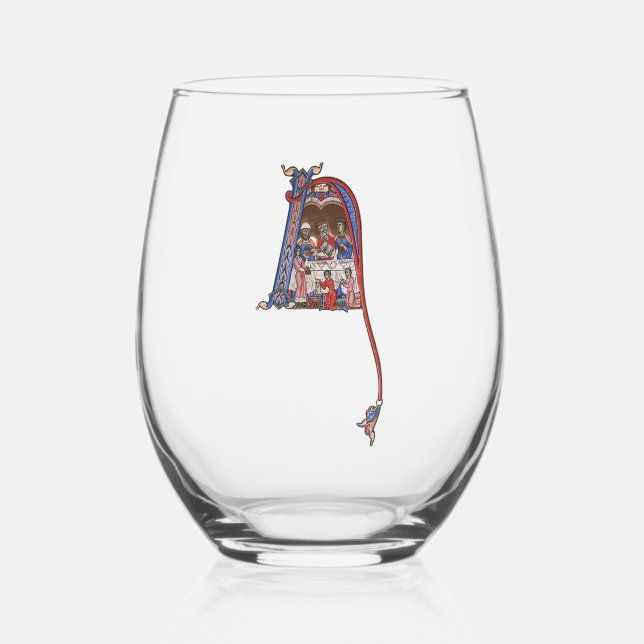Verre À Vin Sans Pied N initial éclairé (Recto)