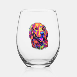 Verre À Vin Sans Pied Neon Golden Retriever