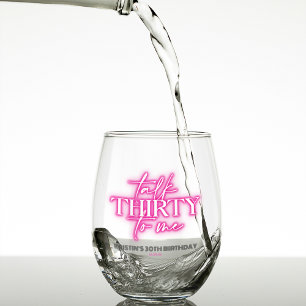 Verre À Vin Sans Pied Neon Pink Parlez trente à moi 30e anniversaire