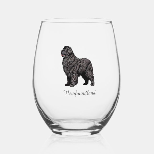 Verre À Vin Sans Pied Newfoundland Dog Stemless Wine Glass (Recto)