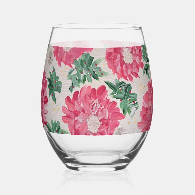Verre À Vin Sans Pied Noël Bonanza Floral (Recto)
