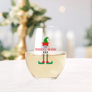 Verre À Vin Sans Pied Noël d'elfe blanc personnalisé