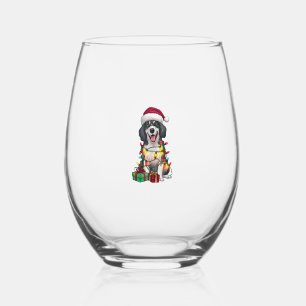 Verre À Vin Sans Pied Noël Éclairage Santa Hat Kuvasz Chien Noël