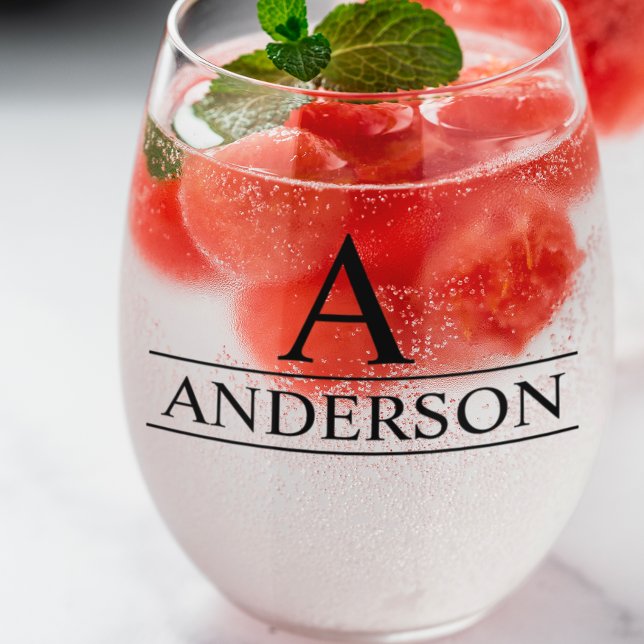 Verre À Vin Sans Pied Nom de monogramme Classique personnalisée (Créateur téléchargé)