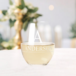 Verre À Vin Sans Pied Nom de monogramme Classique personnalisée