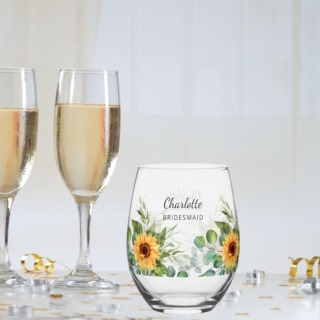 Verre À Vin Sans Pied Nom d'eucalyptus des tournesols domestiques (Créateur téléchargé)