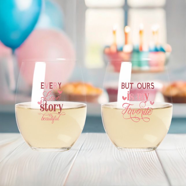 Verre À Vin Sans Pied Nom personnalisé 2 Citation romantique en couple (Insitu (Baby Shower))