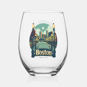 Verre À Vin Sans Pied Nom personnalisé Boston Massachusetts