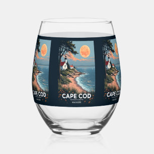 Verre À Vin Sans Pied Nom personnalisé Cape Cod Massachusetts