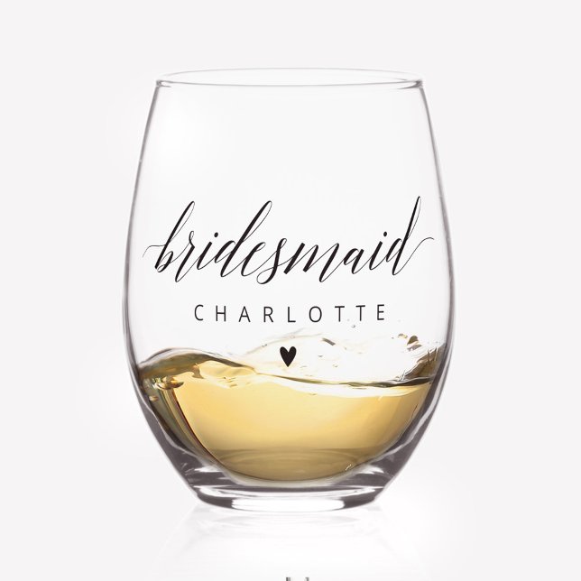Verre À Vin Sans Pied Nom personnalisé de la proposition Bridesmaid (Créateur téléchargé)