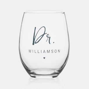 Verre À Vin Sans Pied Nom personnalisé Dr Minimaliste Docteur Graduation