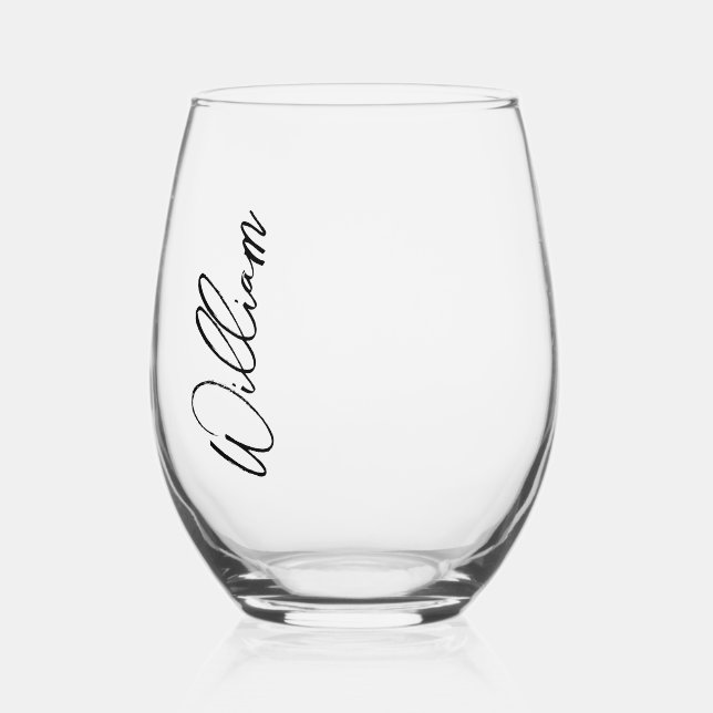 Verre À Vin Sans Pied Nom personnalisé du script moderne (Recto)