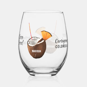Verre À Vin Sans Pied Nom personnalisé & emplacement Coco Loco