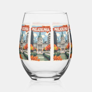 Verre À Vin Sans Pied Nom personnalisé Retro Philadelphie