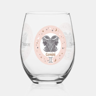 Verre À Vin Sans Pied Nom personnalisé SIGNE Zodiaque Gemini