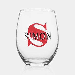 Verre À Vin Sans Pied Nom rouge initial et noir du moteur d'incendie   M
