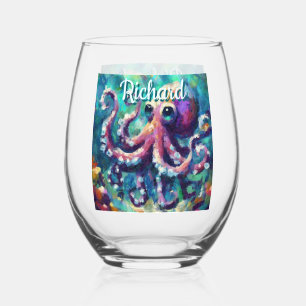 Verre À Vin Sans Pied Octopus Plage Nautique Côte Personnalisée