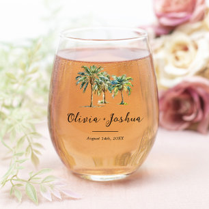 Verre À Vin Sans Pied Palm Tree Destination Mariage Faveur
