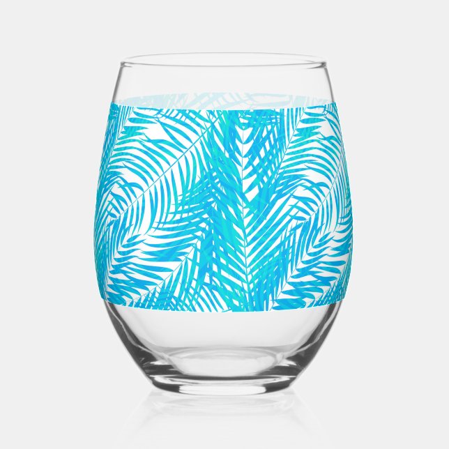 Verre À Vin Sans Pied Palmes tropicales (Recto)