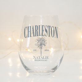 Verre À Vin Sans Pied Palmiers de luxe Charleston Bachelorette côtière