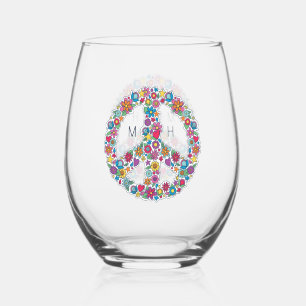 Verre À Vin Sans Pied Panneau de paix monographique personnalisé