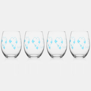 Verre À Vin Sans Pied Papillon bleu couleur Mariage de conception cardia