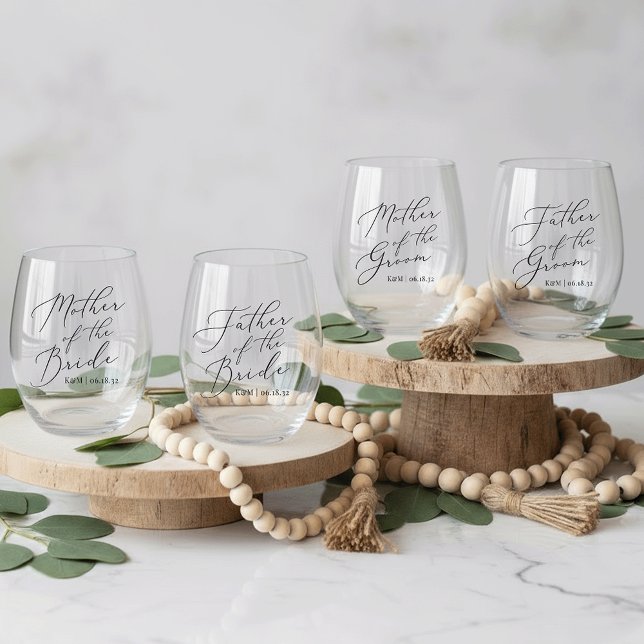 Verre À Vin Sans Pied Parents personnalisés du Mariage marié et marié (Créateur téléchargé)