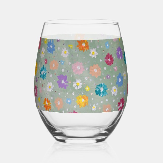 Verre À Vin Sans Pied Pastel Posie (Recto)