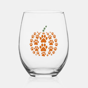 Verre À Vin Sans Pied Patte Citrouille Empreinte de Patte de Chien Actio