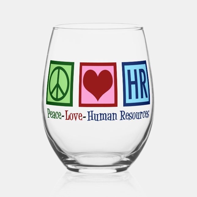 Verre À Vin Sans Pied Peace Love RH Ressources humaines (Recto)