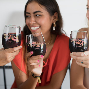 Verre À Vin Sans Pied Peach Pink Retro Girl Trip