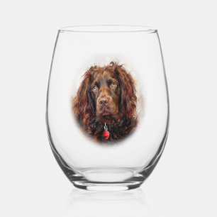 Verre À Vin Sans Pied Peinture impressionniste de Boykin Spaniel
