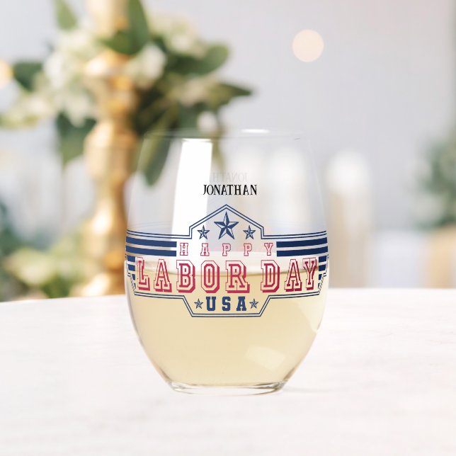 Verre À Vin Sans Pied Personalized Happy Labor Day (Insitu (Mariage))