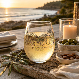 Verre à vin sans pied personnalisé avec vague côti