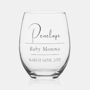 Verre À Vin Sans Pied Personnalisé Daté Nommé bébé maman