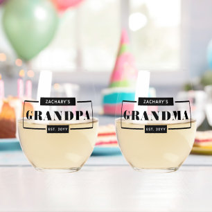 Verre À Vin Sans Pied Personnalisé Grandpa Grandma Est