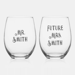 Verre À Vin Sans Pied Personnalisé M. et future Mme.