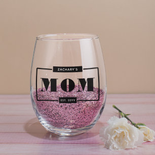 Verre À Vin Sans Pied Personnalisé Moderne Gras Maman Est Nouvelle Maman