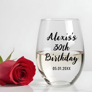Verre À Vin Sans Pied Personnalisée 30e 40e 50e 60e 70 Anniversaire