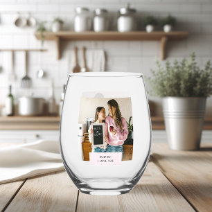 Verre À Vin Sans Pied Personnalisée Maman I Love You Photo