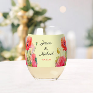 Verre À Vin Sans Pied Photos d'aquarelle Mariage de printemps